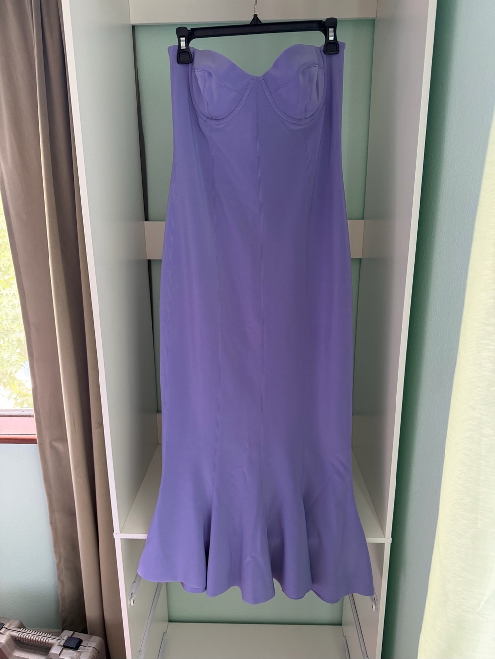 Norma Kamali Strapless Lavender Mermaid Midi Dress